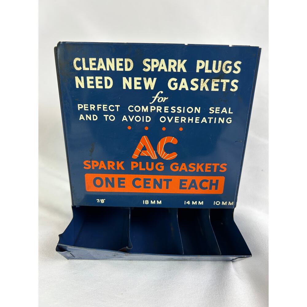 Vintage AC Spark Plug Gaskets Rack Metal Garage Auto Shop Display